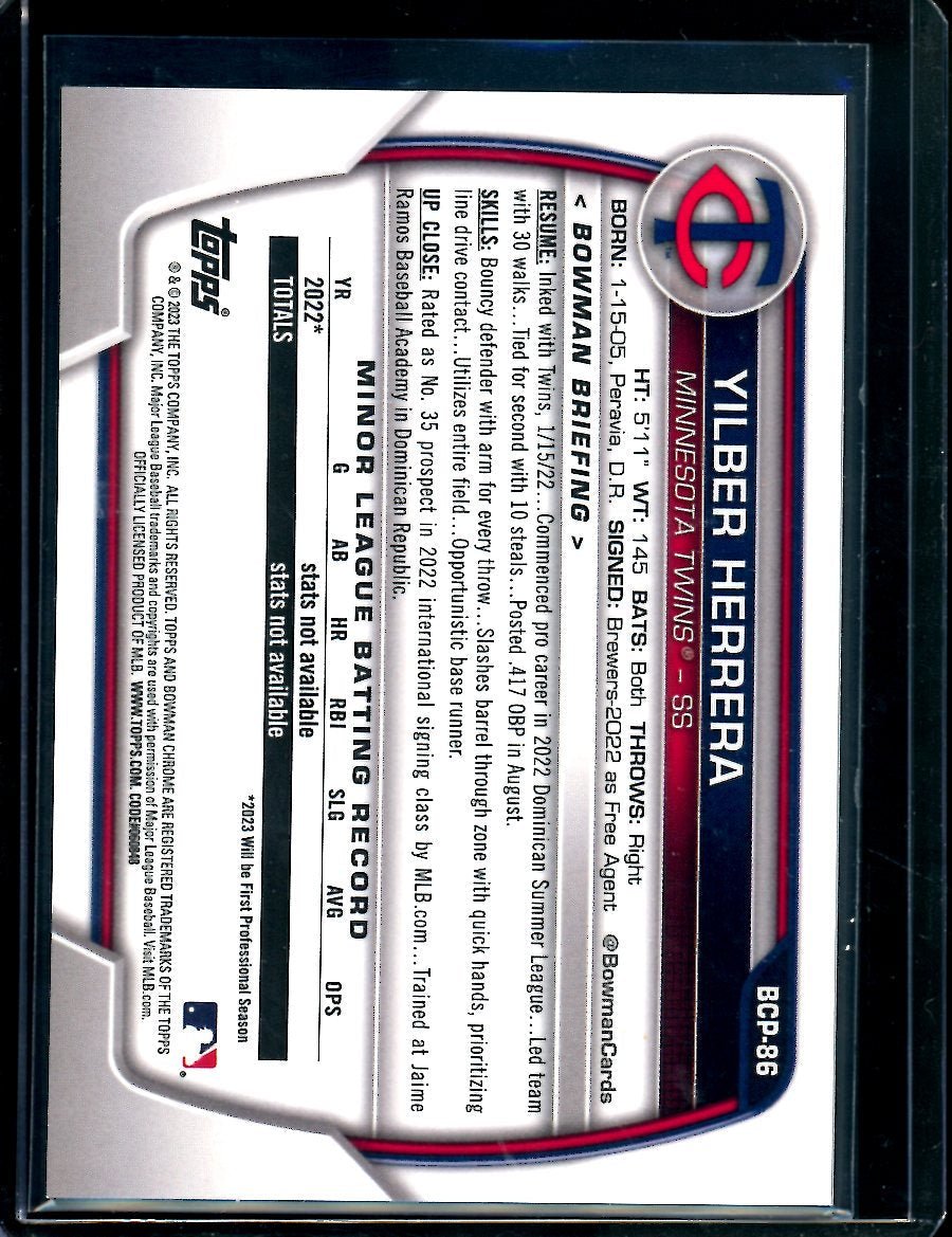 2023 Bowman Sapphire Yilber Herrera 1st Bowman Orange /50 Twins