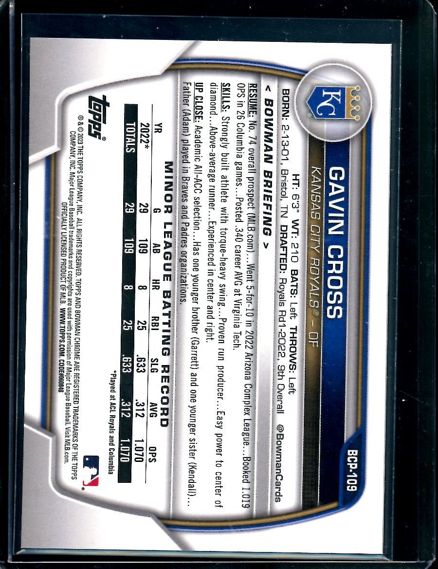 2023 Bowman Sapphire Gavin Cross Green /60 Royals