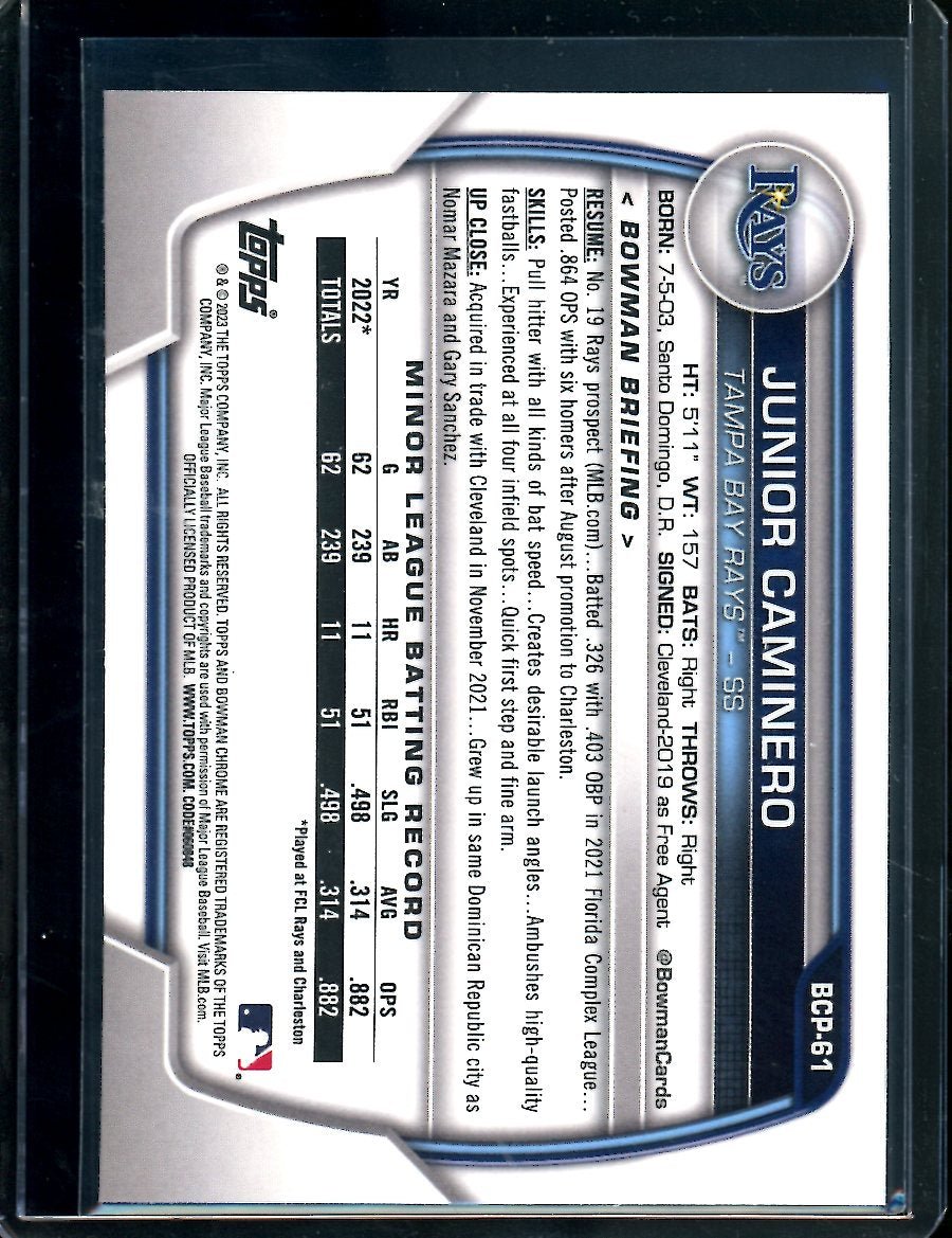2023 Bowman Sapphire Junior Caminero 1st Bowman Sapphire Rays