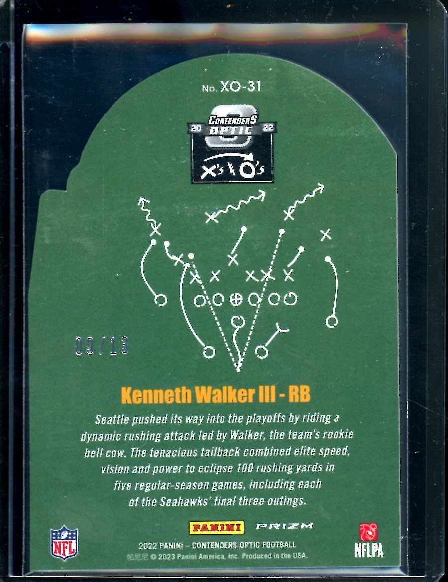 2022 Panini Contenders Optic Kenneth Walker III Rookie X's & O's Red/White/Blue /13 Seahawks