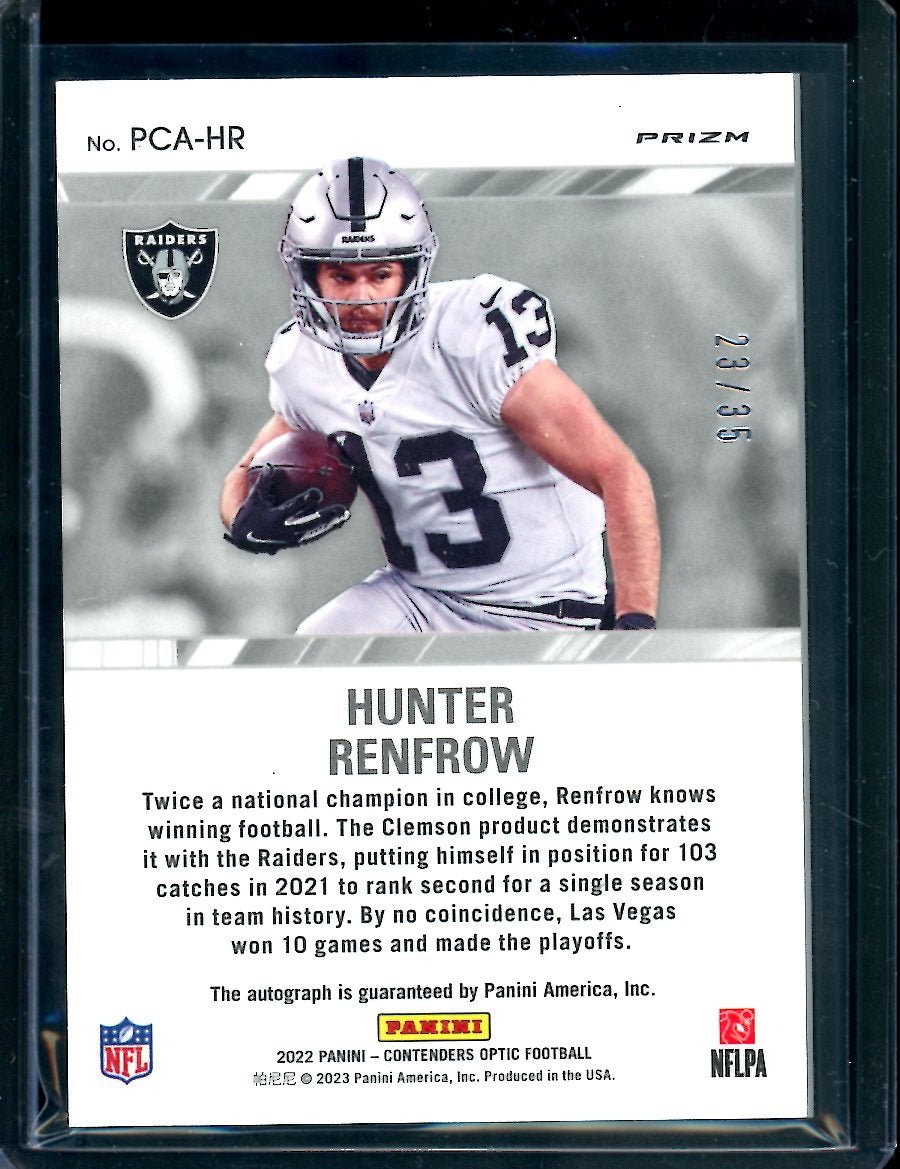 2022 Panini Contenders Optic Hunter Renfrow Perennial Contenders Auto Orange /35 Raiders