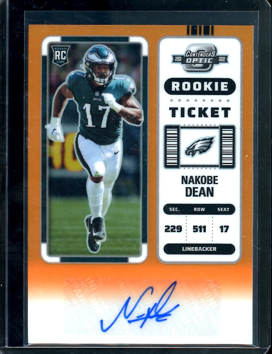 2022 Panini Contenders Optic Nakobe Dean Rookie Auto Orange /50 Eagles