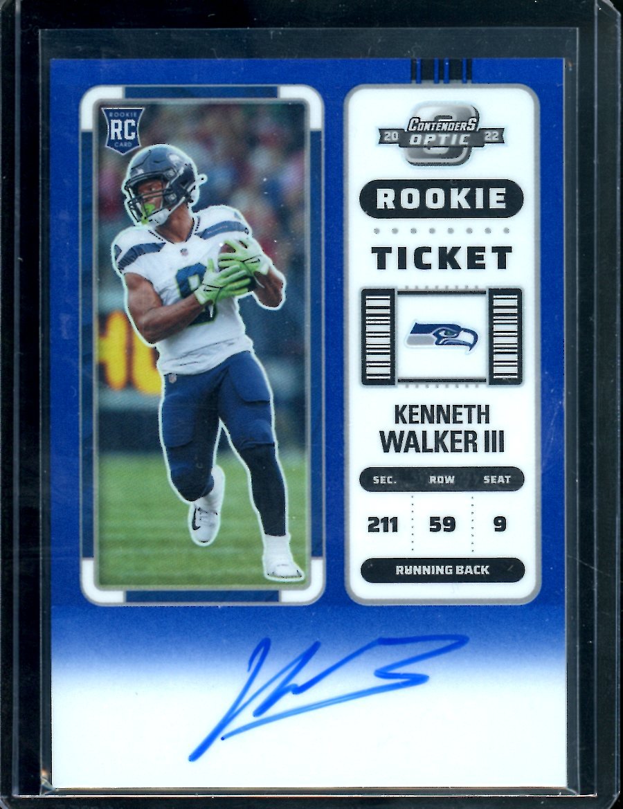 2022 Panini Contenders Optic Kenneth Walker III Rookie Auto Blue /99 Seahawks