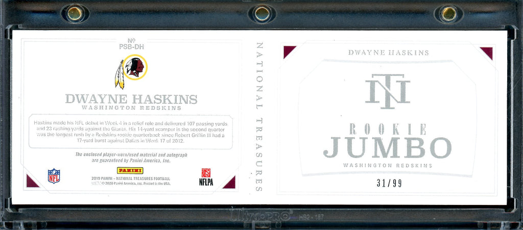 2019 Panini National Treasures Dwayne Haskins Rookie Jumbo Booklet /99 Redskins