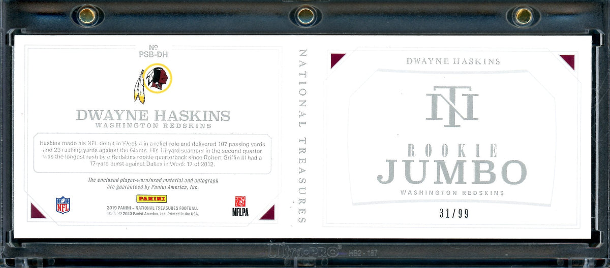 2019 Panini National Treasures Dwayne Haskins Rookie Jumbo Booklet /99 Redskins