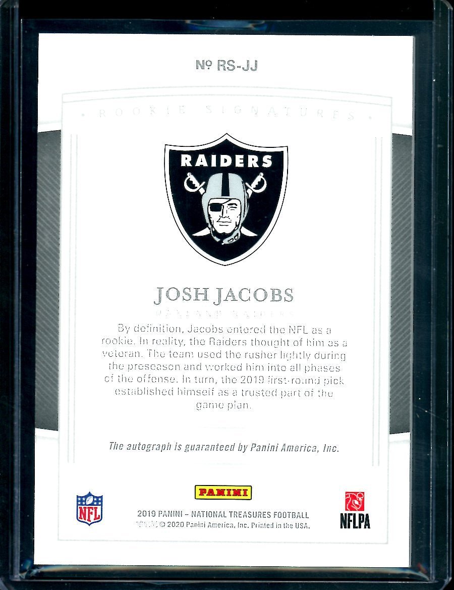 2019 Panini National Treasures Josh Jacobs Rookie Auto /99 Raiders