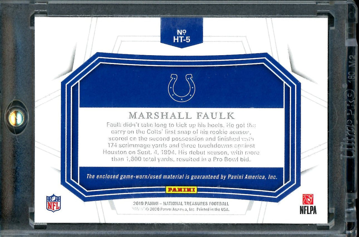 2019 Panini National Treasures Marshall Faulk Helmet Treasures Shield Patch /2 Colts