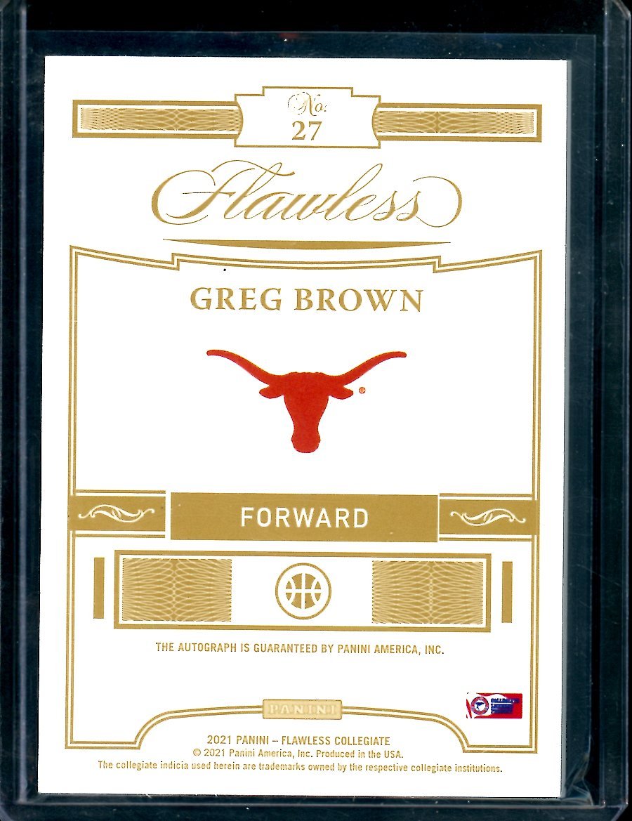 2022/23 Panini Flawless Collegiate Greg Brown Rookie Auto /25 Texas