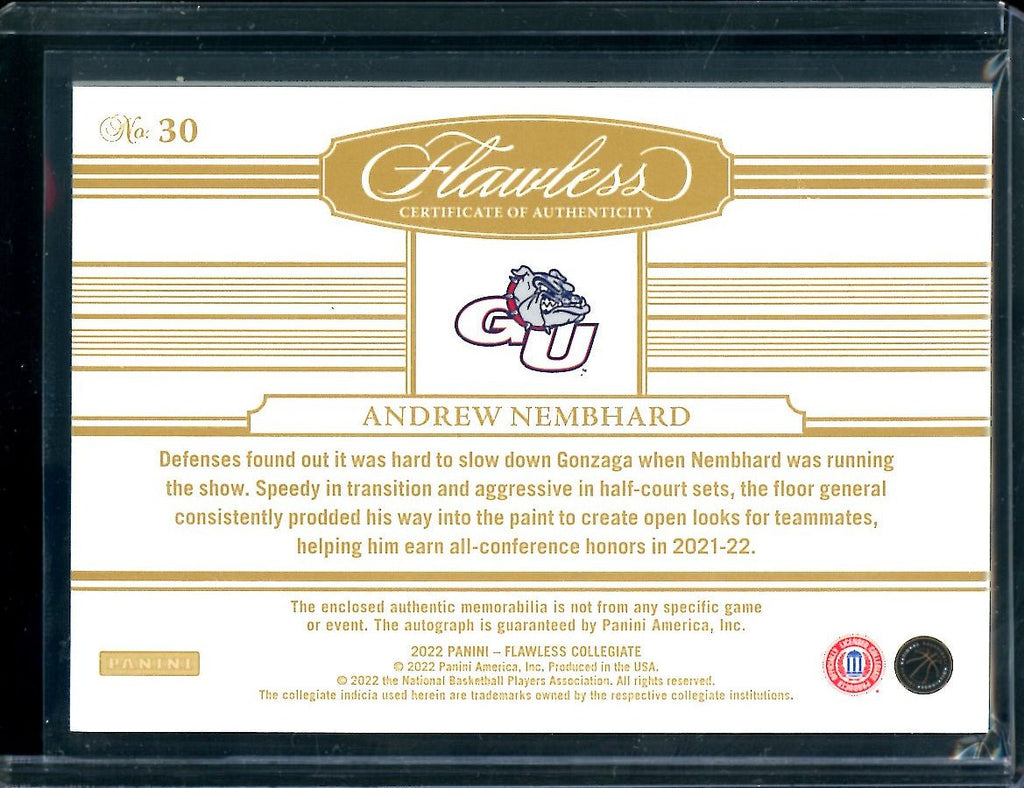 2022/23 Panini Flawless Collegiate Andrew Nembhard Rookie RPA /25 Pacers