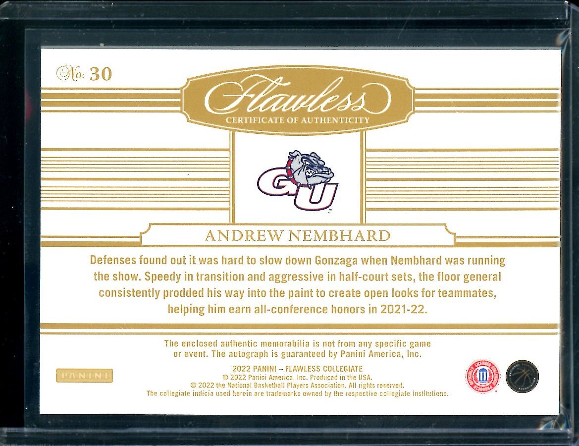 2022/23 Panini Flawless Collegiate Andrew Nembhard Rookie RPA /25 Pacers