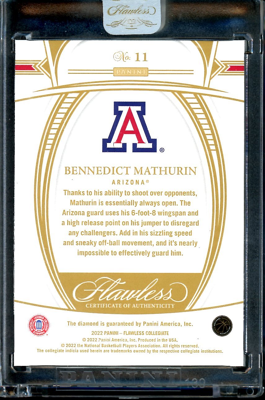 2022/23 Panini Flawless Collegiate Bennedict Mathurin Rookie Diamond /25 Pacers