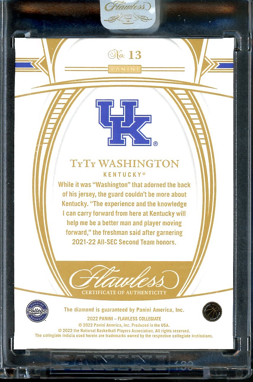 2022/23 Panini Flawless Collegiate TyTy Washington Rookie Diamond /25 Rockets