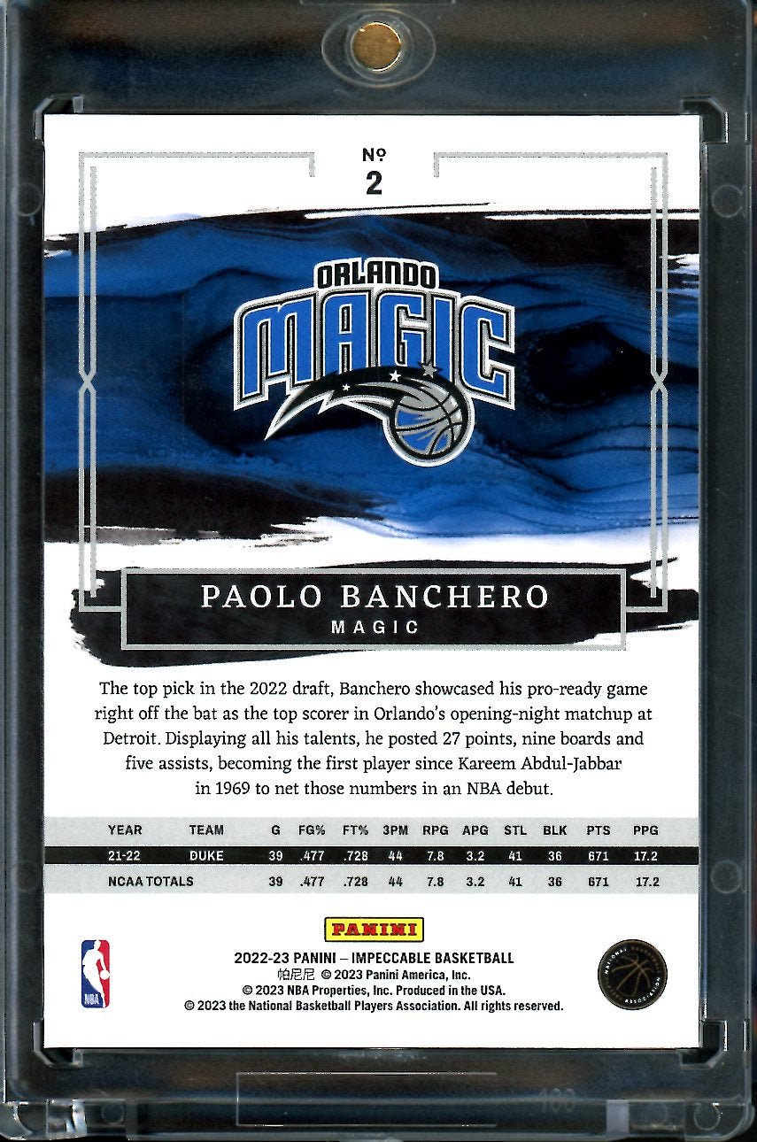 2022/23 Panini Impeccable Paolo Banchero Rookie /99 Magic