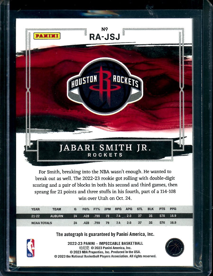 2022/23 Panini Impeccable Jabari Smith Jr. Rookie Auto /99 Rockets