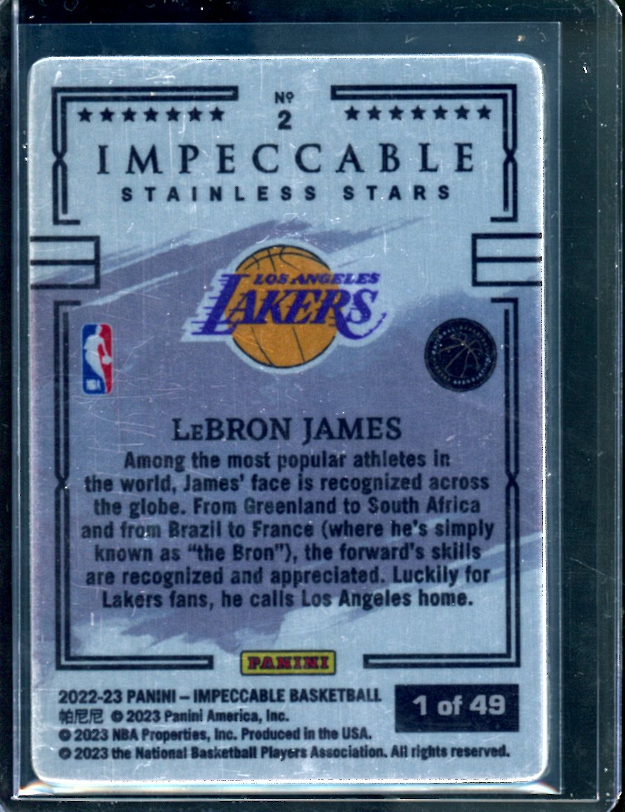 2022/23 Panini Impeccable LeBron James Stainless Stars /49 Lakers