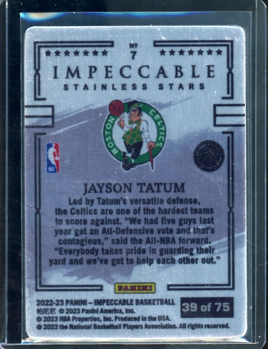 2022/23 Panini Impeccable Jayson Tatum Stainless Stars /75 Celtics
