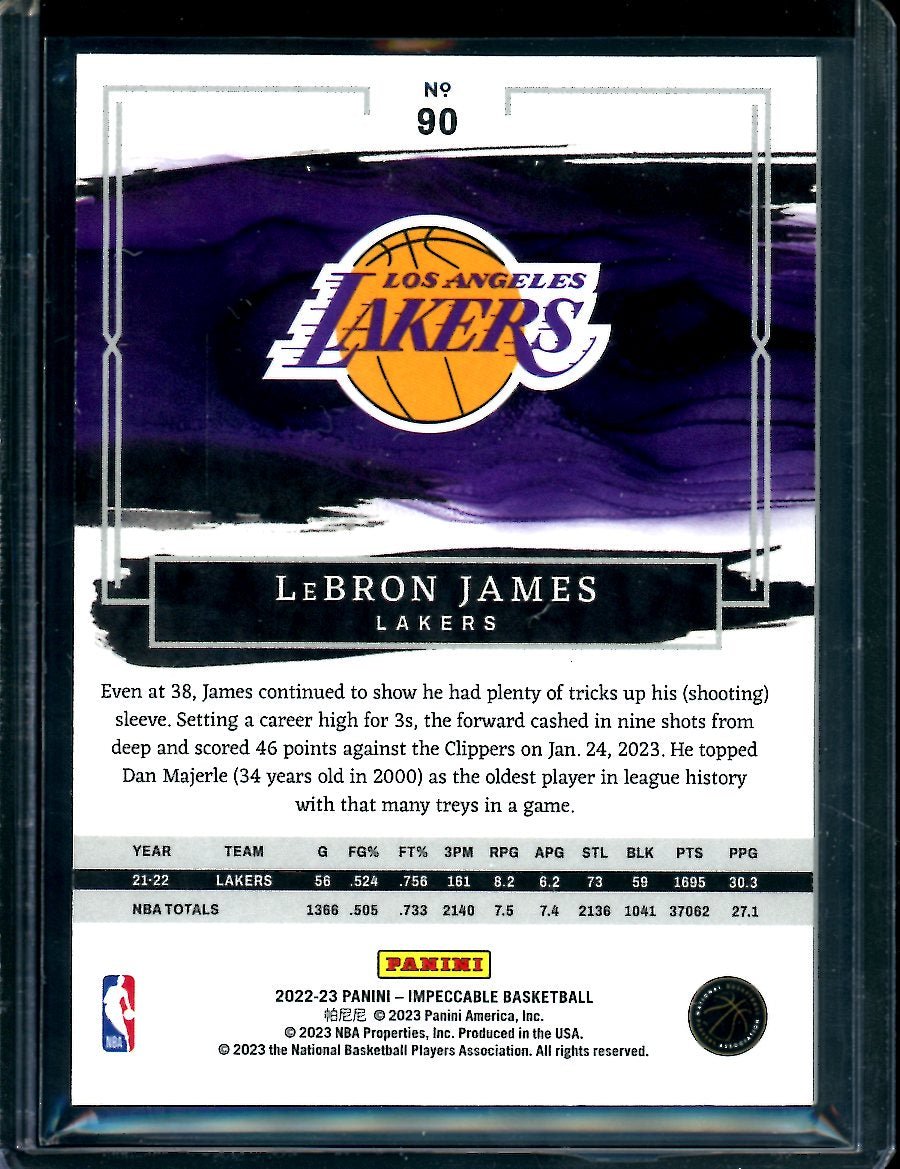 2022/23 Panini Impeccable LeBron James Silver /75 Lakers