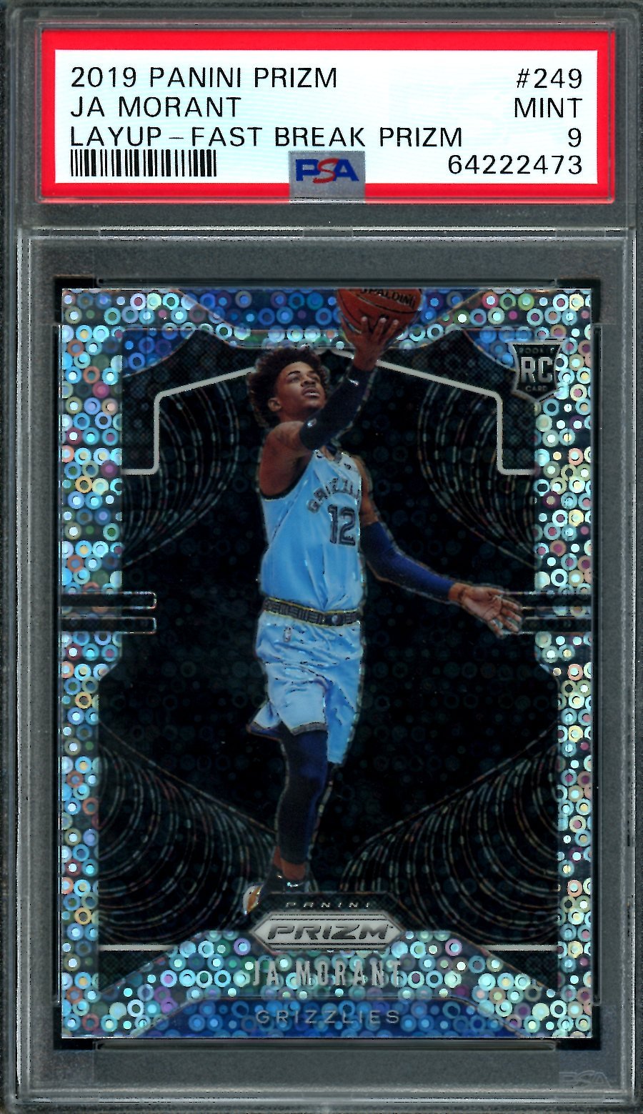 2019/20 Panini Prizm Ja Morant Rookie Fast Break Variation PSA 9 Grizzlies