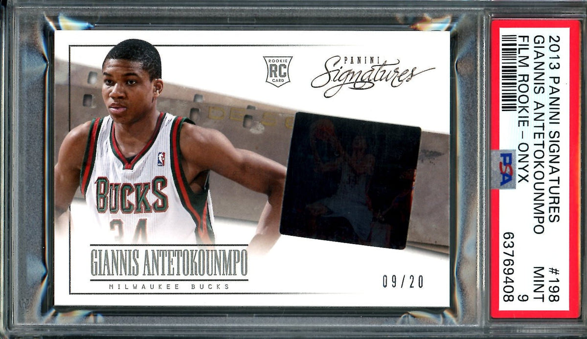 2013/14 Panini Signatures Giannis Antetokounmpo Rookie Film /20 PSA 9 Bucks