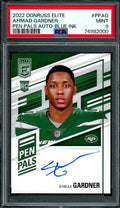 2022 Panini Elite Ahmad "Sauce" Gardner Rookie Auto Pen Pals Blue Ink PSA 9 Jets