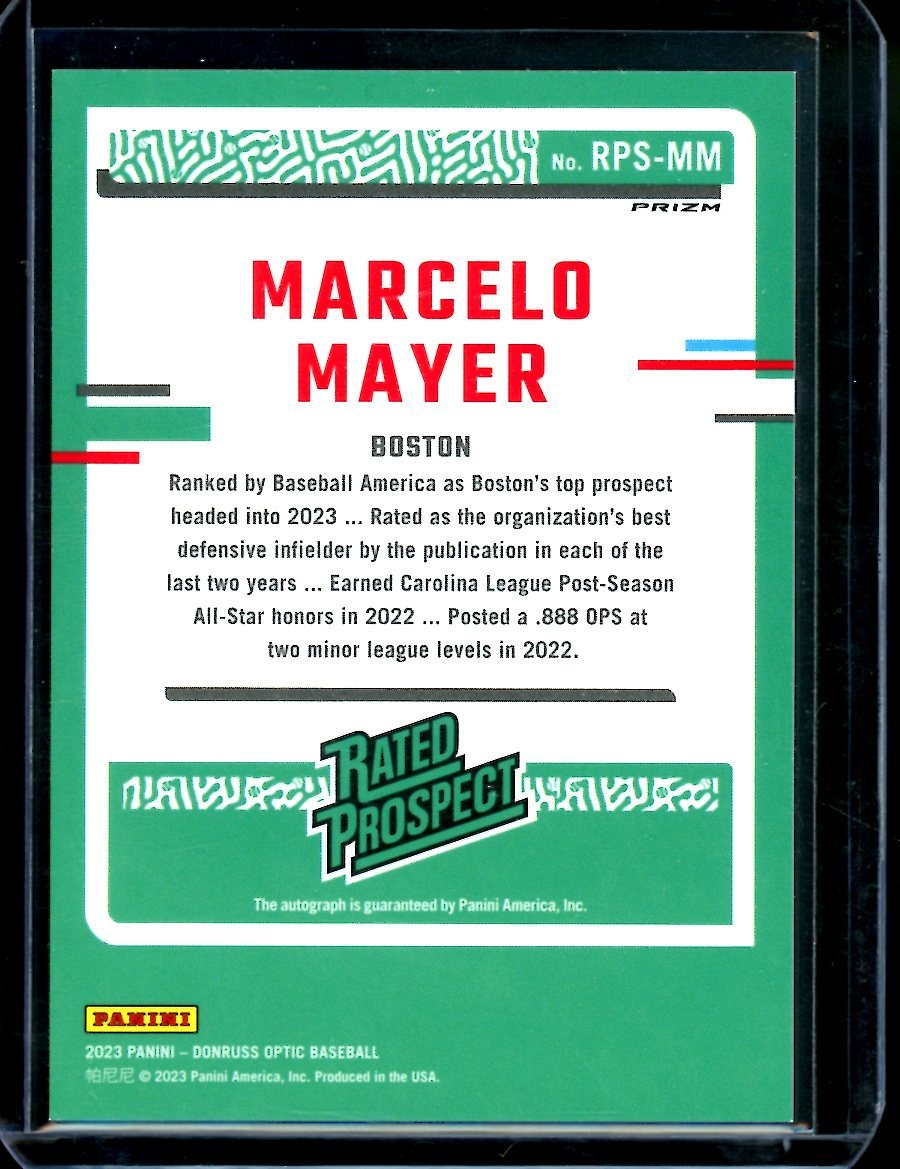 2023 Panini Donruss Marcelo Mayer Rated Prospect Auto Red Sox