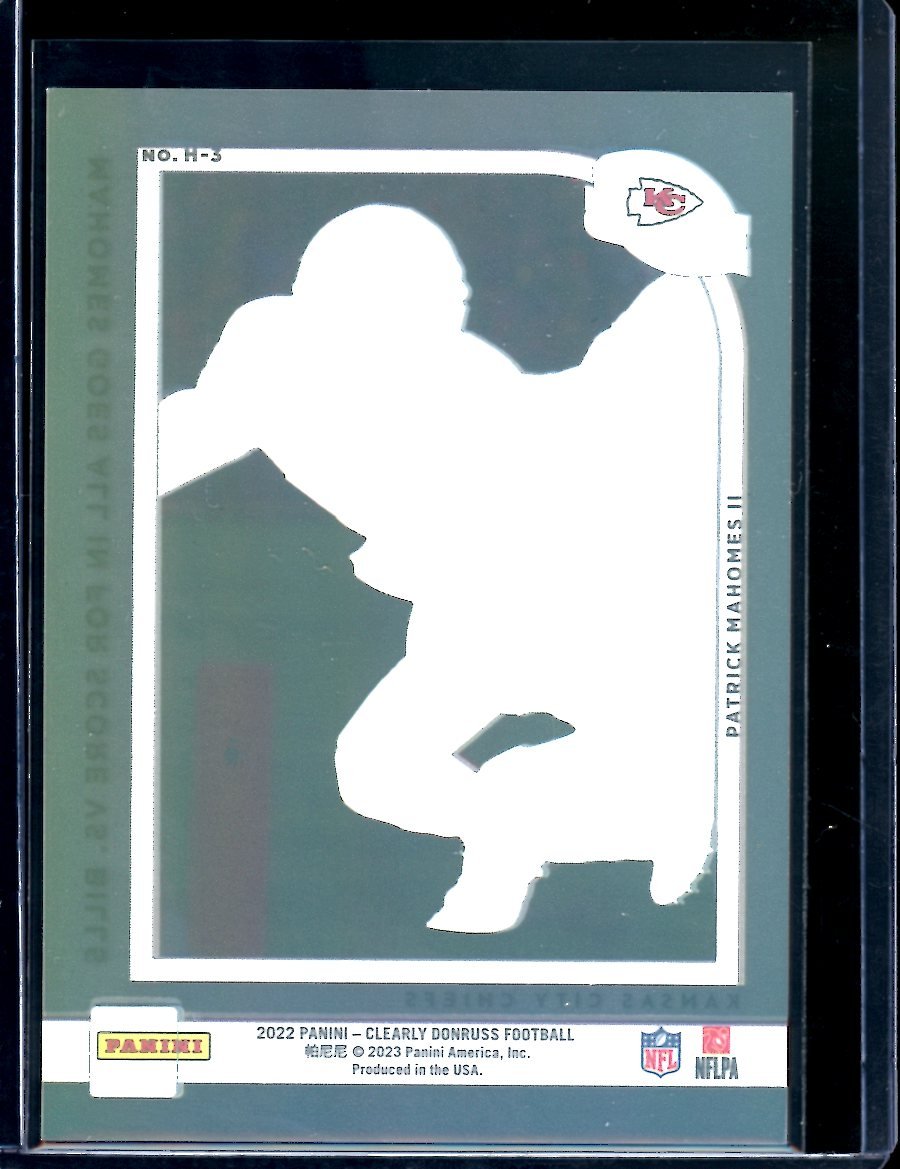 2022 Panini Donruss Clearly Patrick Mahomes Highlights /25 Chiefs
