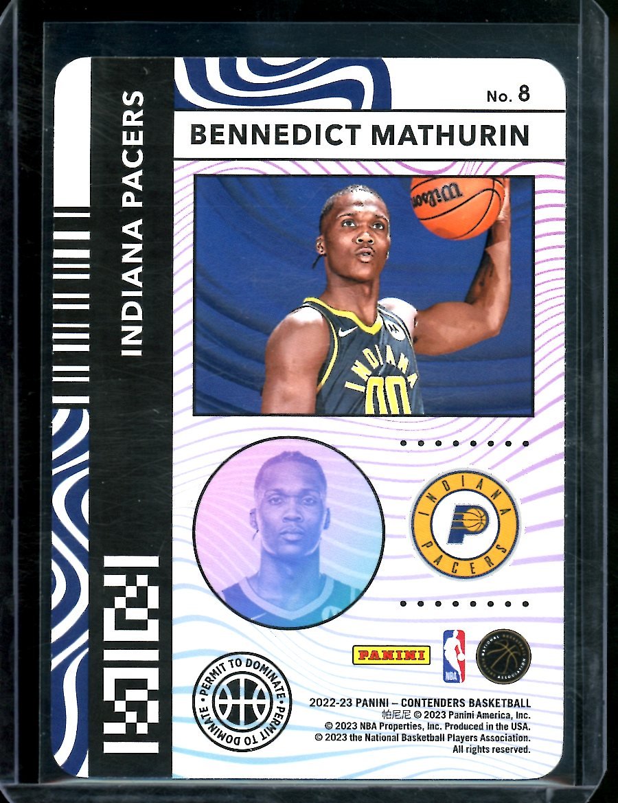 2022/23 Panini Contenders Bennedict Mathurin Rookie Permit to Dominate SSP Pacers