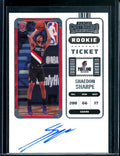 2022/23 Panini Contenders Shaedon Sharpe Rookie Ticket Auto Trailblazers