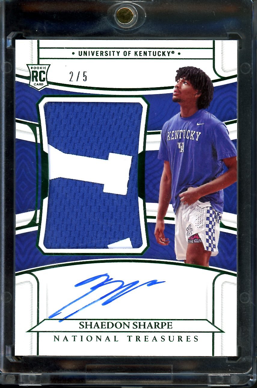 2022/23 National Treasures Collegiate Shaedon Sharpe Rookie Auto RPA Green /5 Trailblazers