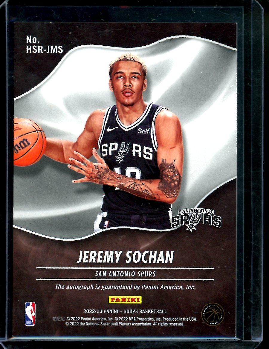 2022/23 Panini Hoops Jeremy Sochan Rookie Hot Auto Spurs