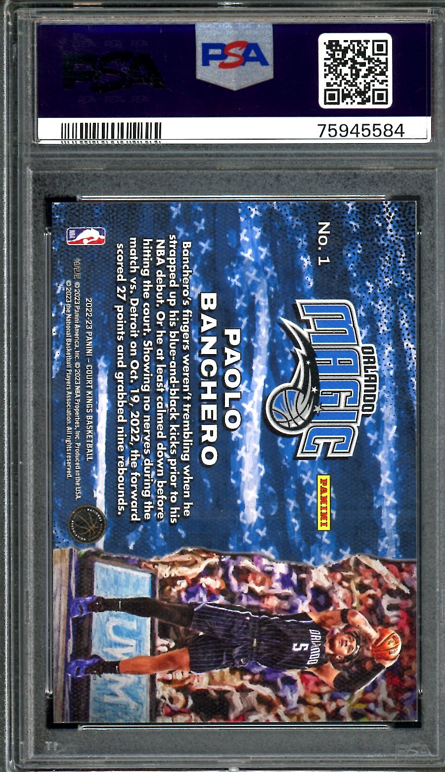 2022/23 Panini Court Kings Paolo Banchero Rookie First Steps PSA 9 Magic