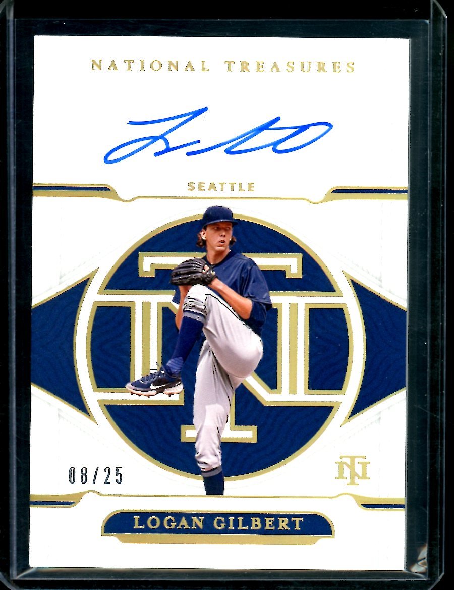 2022 Panini National Treasures Logan Gilbert Auto Platinum /25 Mariners