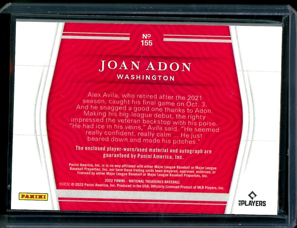2022 Panini National Treasures Joan Adon Rookie RPA /25 Logo Patch Nationals