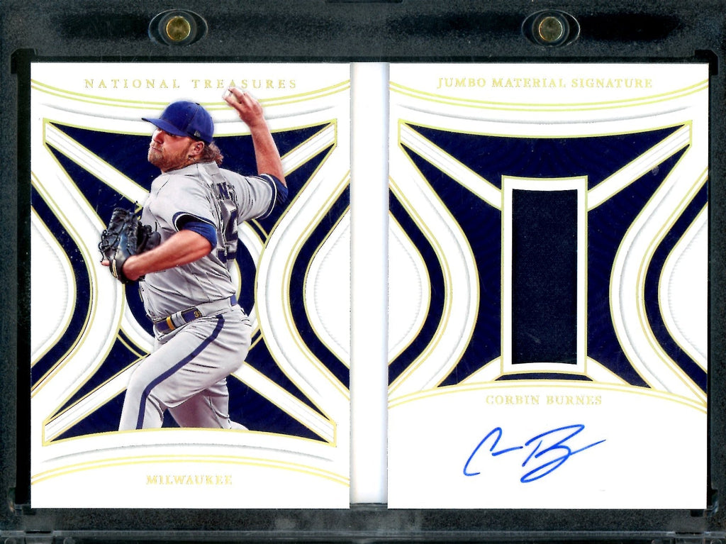 2022 Panini National Treasures Corbin Burnes Jumbo Materials Booklet Patch Auto /25 Brewers
