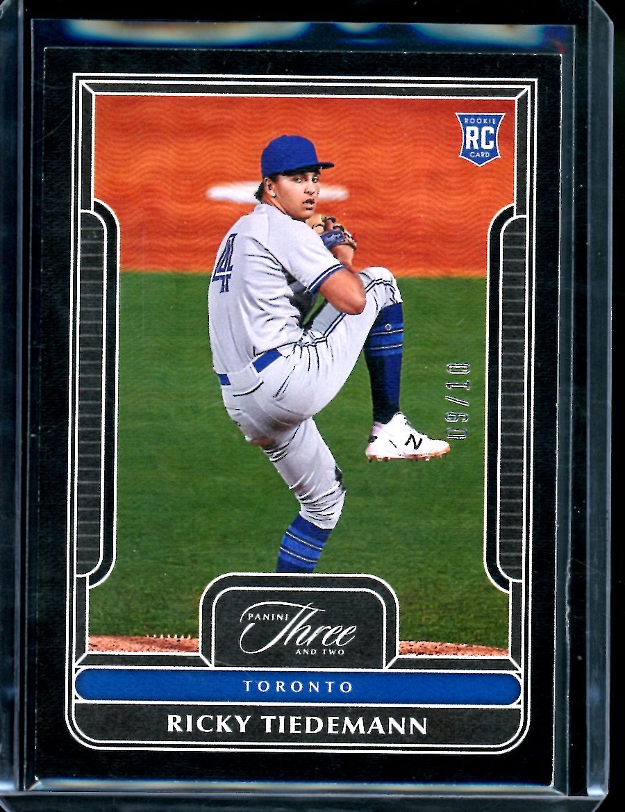 2023 Panini Three & Two Ricky Tiedemann Rookie Black /10 Blue Jays