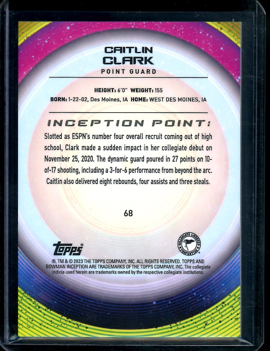 2022/23 Bowman Inception Caitlin Clark 1st Edition /199 Iowa