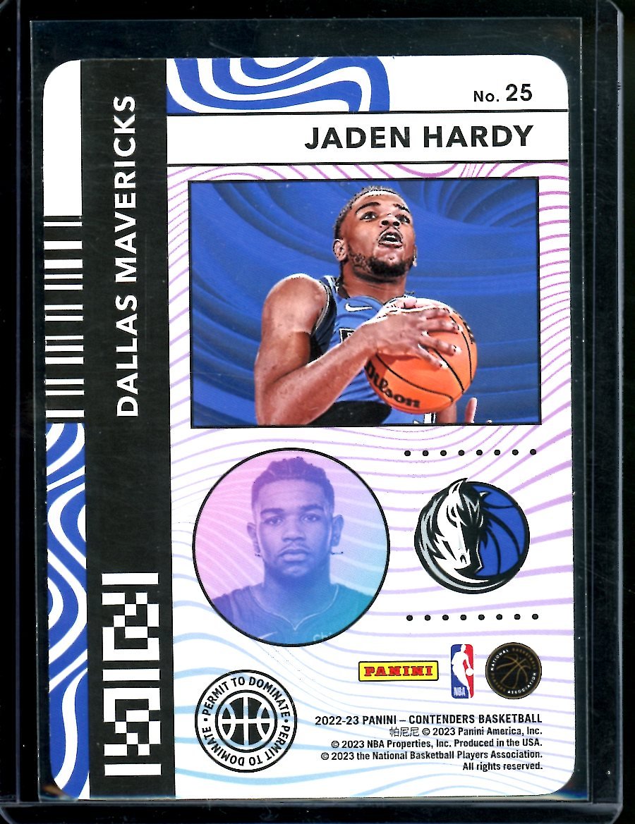 2022/23 Panini Contenders Jaden Hardy Permit to Dominate SSP Mavericks