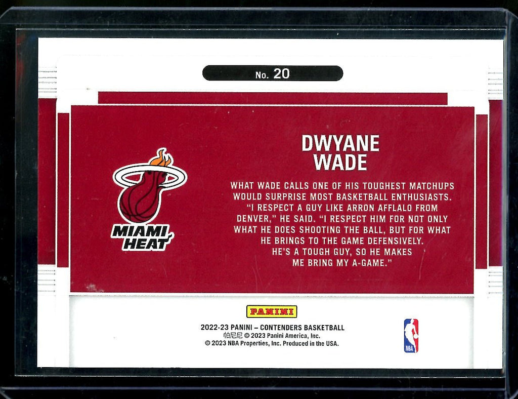 2022/23 Panini Contenders Dwayne Wade Suite Shots Cracked Ice /25 Heat