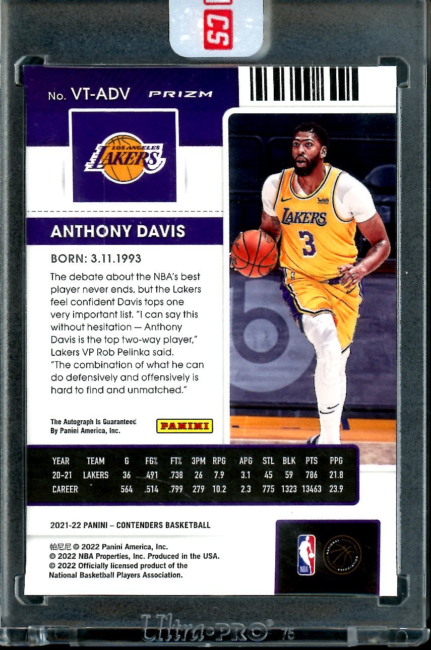 2022/23 Panini Contenders Anthony Davis Vetran Ticket Auto Lakers