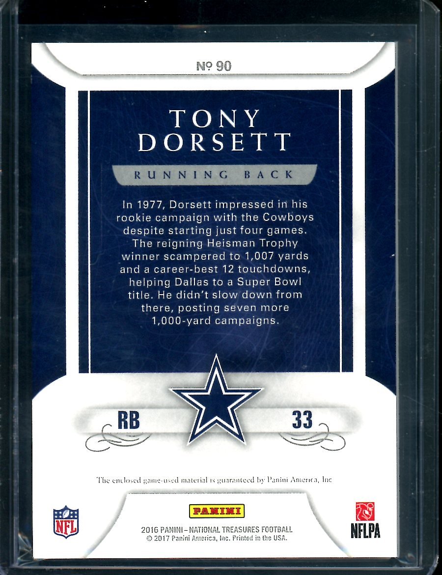 2016 Panini National Treasures Tony Dorsett Patch Gold /49 Cowboys