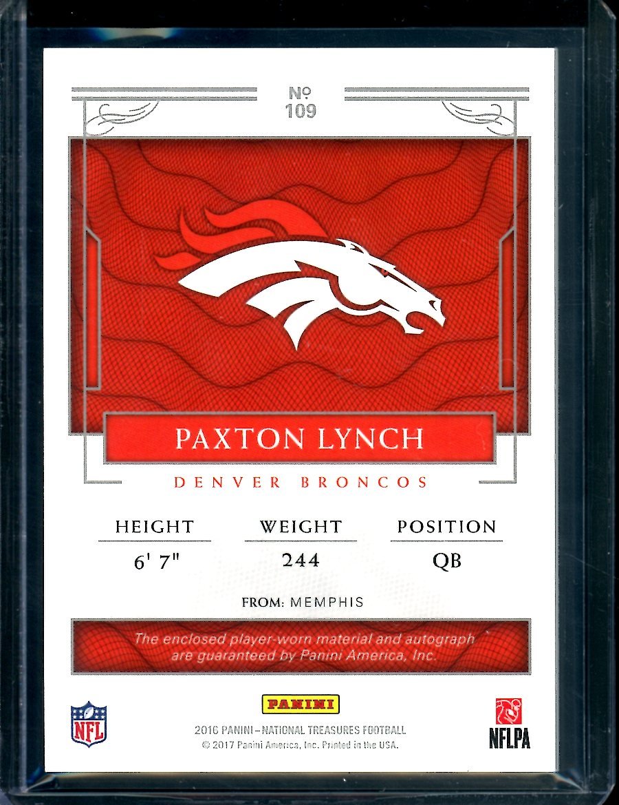 2016 Panini National Treasures Paxton Lynch Rookie Auto RPA True /99 Broncos