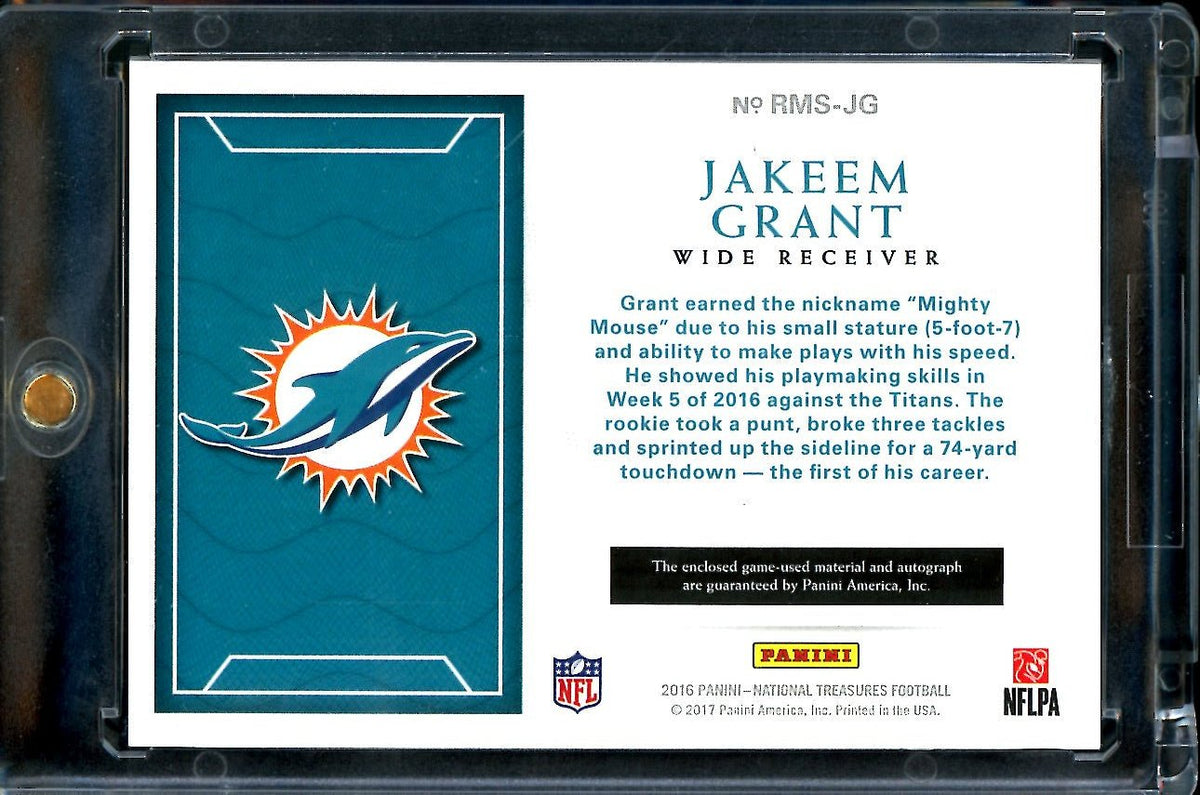 2016 Panini National Treasures Jakeem Grant Laundry Tag Patch Auto 1/1 Dolphins