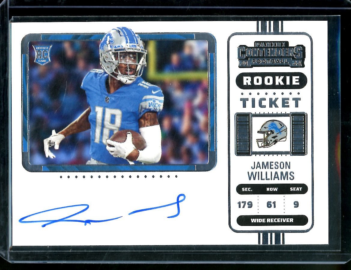 2022 Panini Contenders Jameson Williams Rookie Ticket Variation Auto Lions