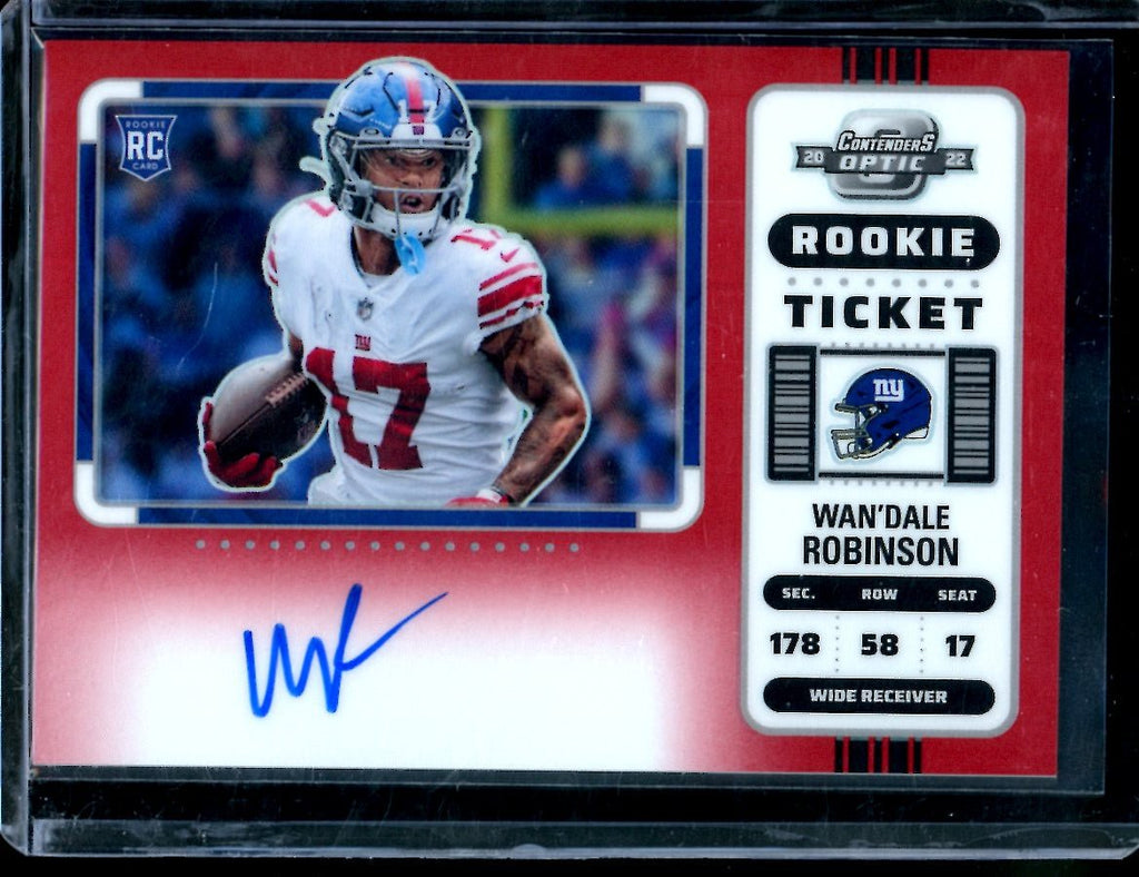2022 Panini Contenders Optic Wan'Dale Robinson Rookie Ticket Auto Variation Red /50 Giants