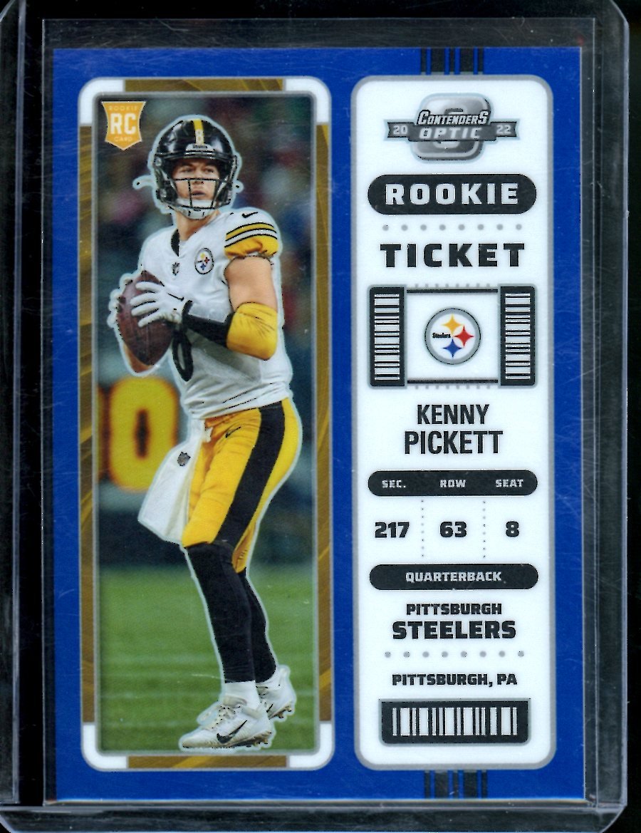 2022 Panini Contenders Optic Kenny Pickett Rookie Ticket Blue /99 Steelers