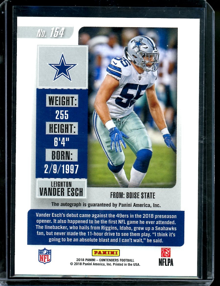 2019 Panini Contenders Leighton Vander-Esch Rookie Championship Ticket Auto /49 Cowboys