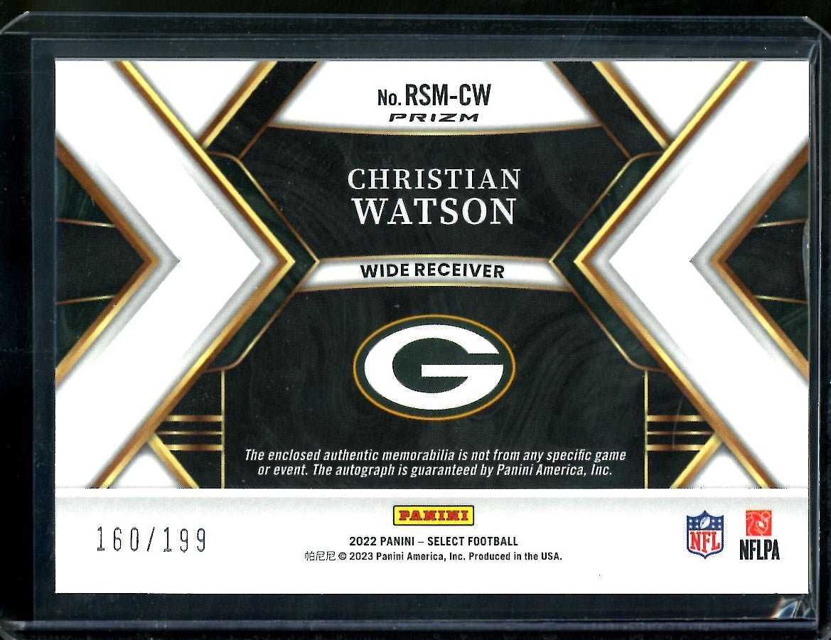 2022 Panini Select Christian Watson Rookie Auto RPA /199 Packers
