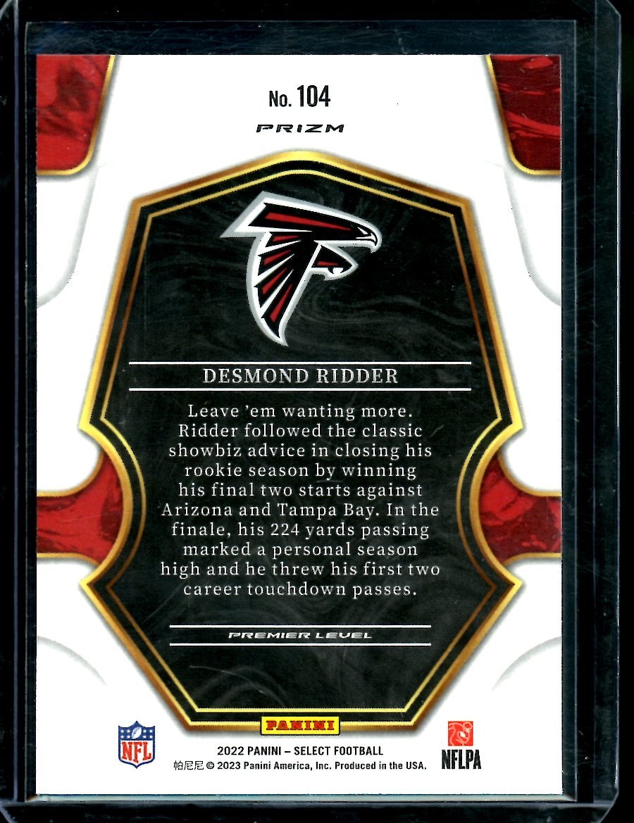 2022 Panini Select Desmond Ridder Rookie Silver Premier Level Falcons
