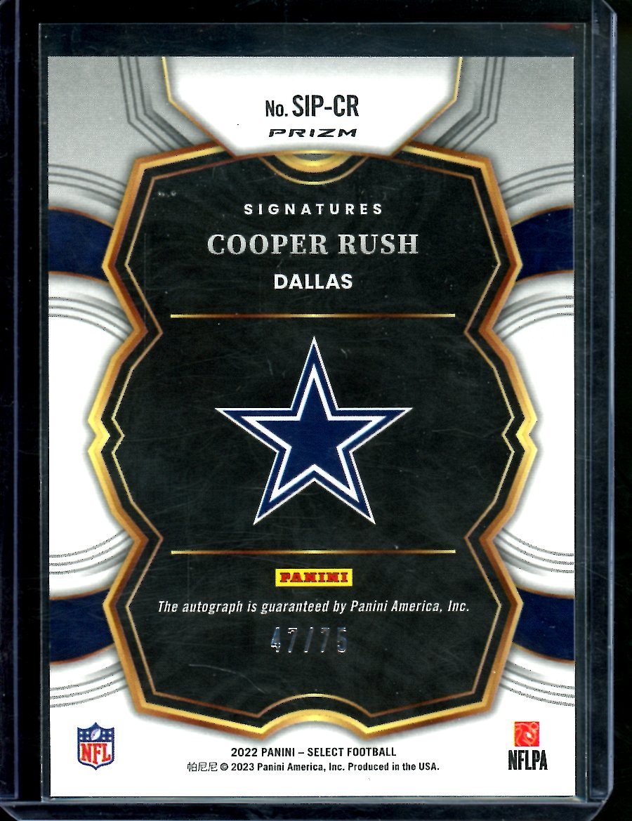 2022 Panini Select Cooper Rush Blue Auto /75 Cowboys