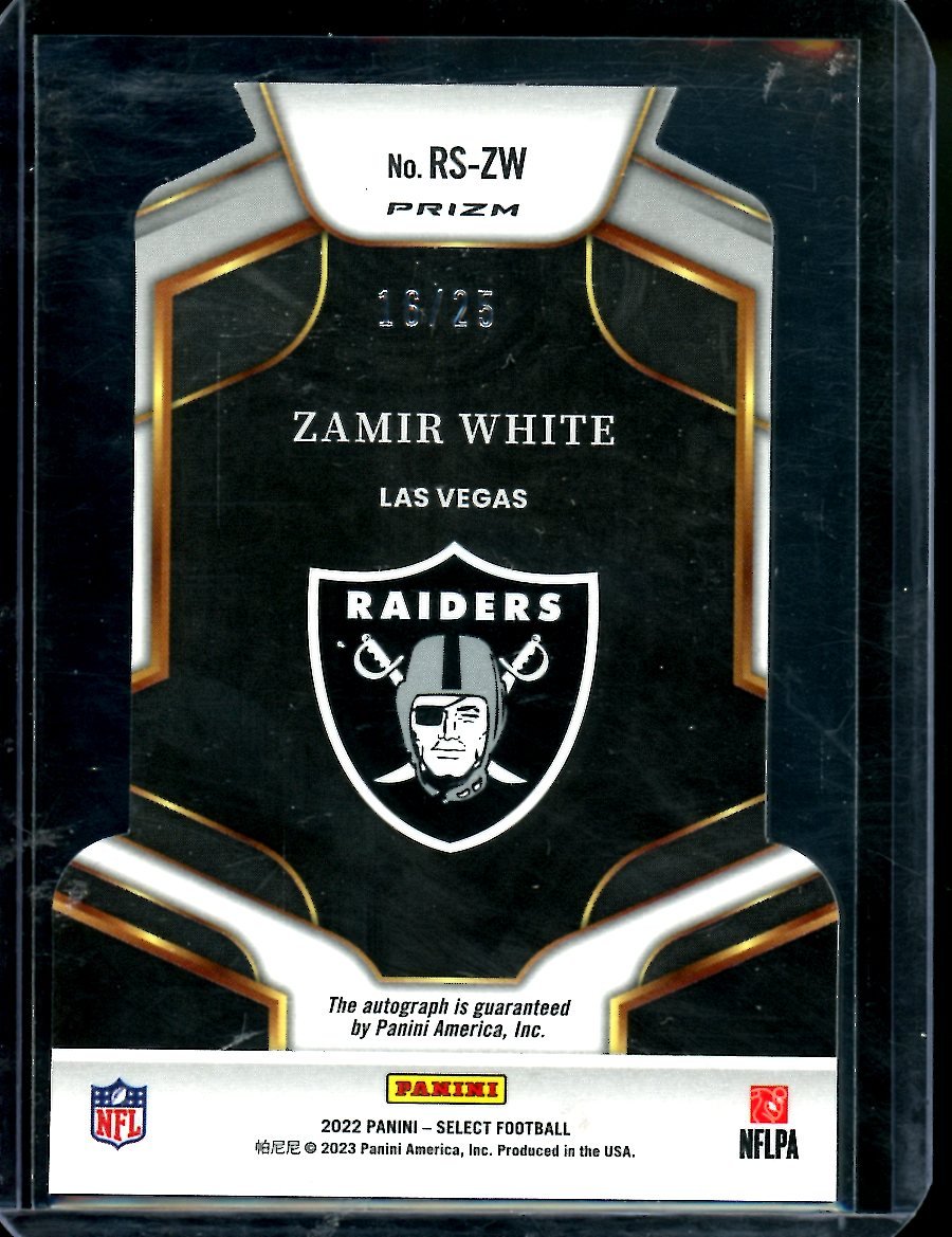 2022 Panini Select Zamir White Rookie Tye-Die Die-Cut Auto /25 Raiders